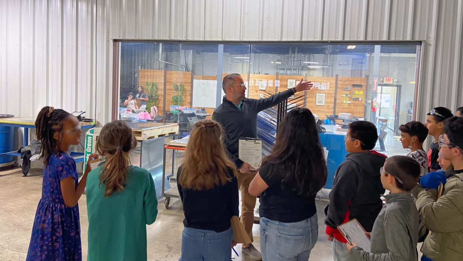 Fourth and fifth graders on a Math in Manufacturing floor tour